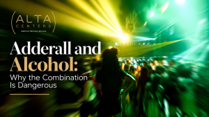 Yana, here are the four WordPress media fields for that featured image, ready to paste. I worked the focus keyphrase in naturally where it helps SEO without stuffing. Alt text (for accessibility and SEO, describes what is shown): Adderall and alcohol warning graphic showing a person in a crowded nightclub lit by green and yellow lights, with the Alta Centers logo