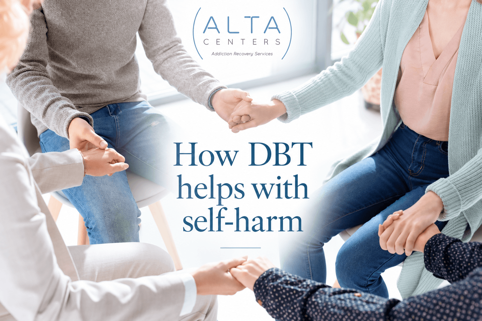 Support group practicing DBT skills for self-harm recovery